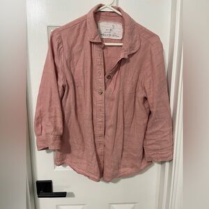 notPERFECTLINEN women’s button down shirt, dusty pink, size medium.